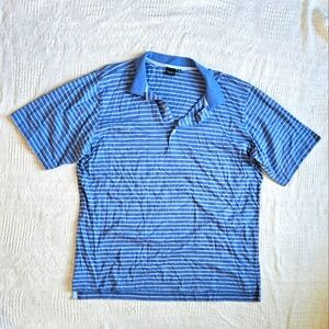 Fairway & Greene Blue Striped Mens 100% Mercerized Cotton Polo Shirt XL